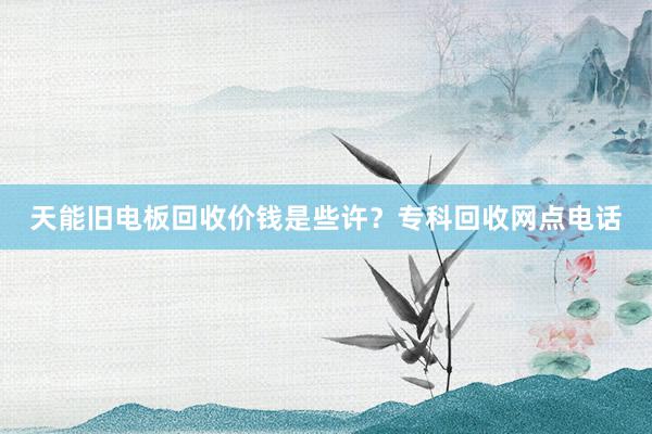 天能旧电板回收价钱是些许？专科回收网点电话