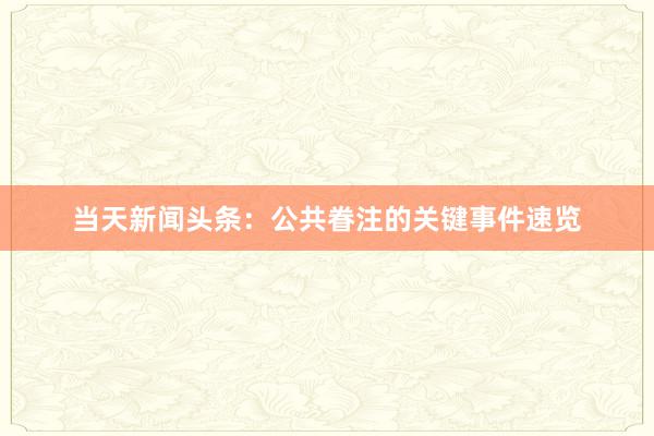 当天新闻头条：公共眷注的关键事件速览